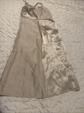 Zara Two-Tone Satin A-Line Midi Skirt in Champagne